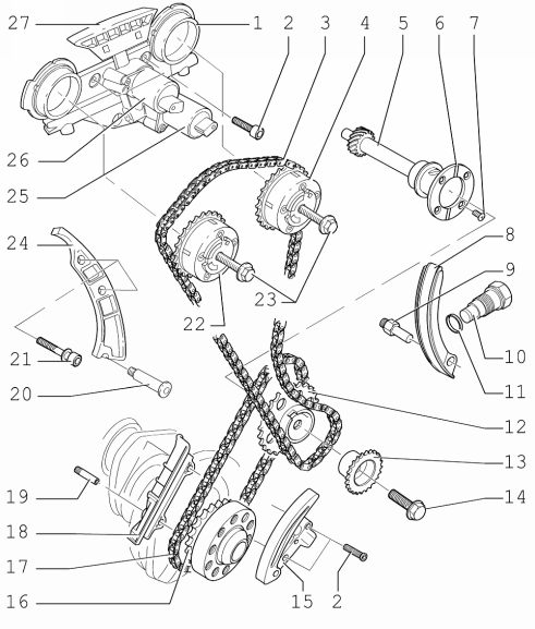 Детали цепного привода ГРМ Touareg V6